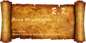 Rozs Krisztofer névjegykártya